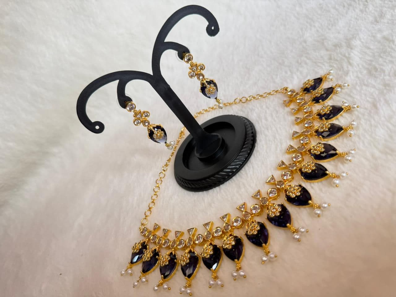 American beats cz violet stone marriage set  imitation gold jewellery