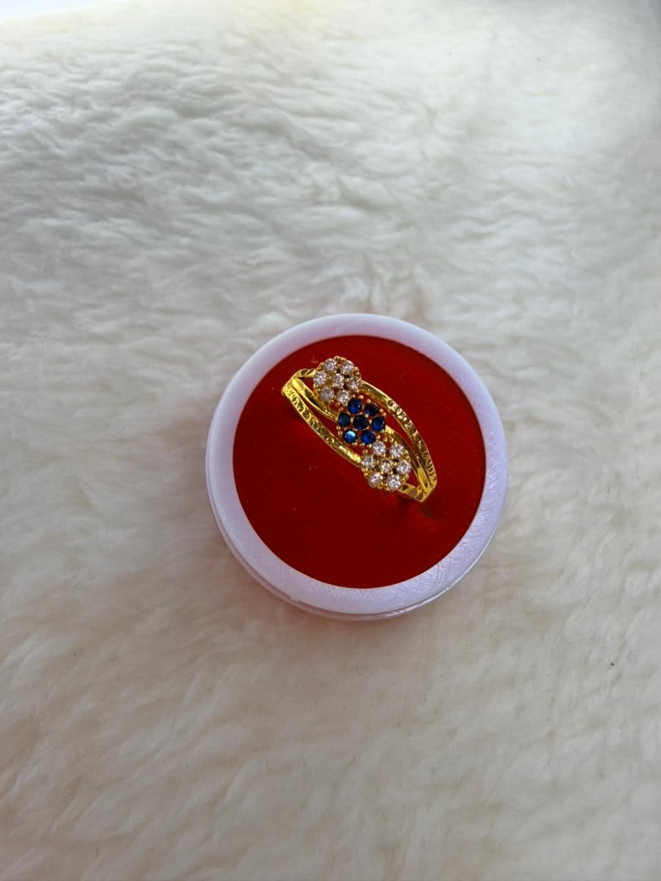 American CZ White & Blue Stone Marriage Ring Set imitation gold jewellery