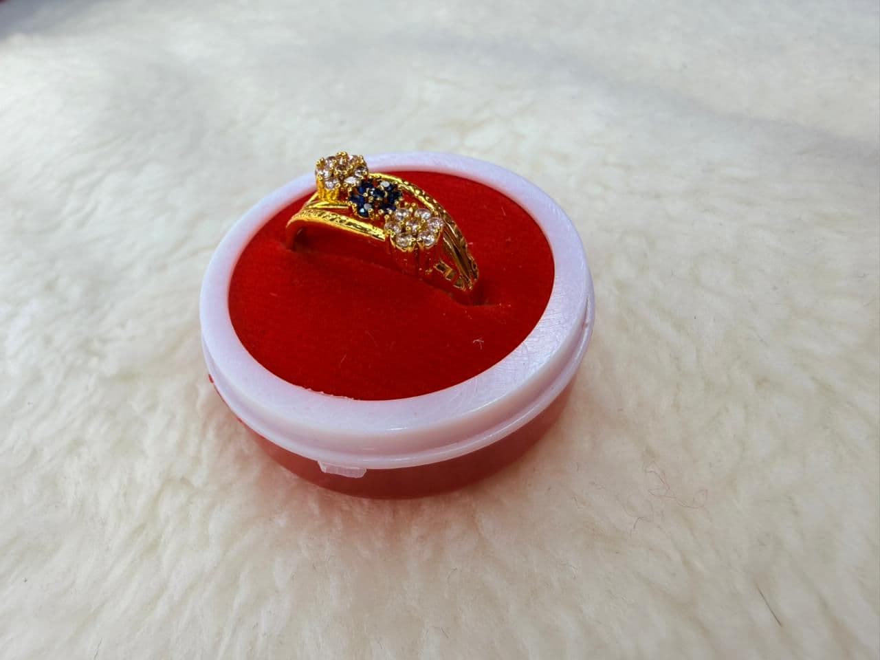 American CZ White & Blue Stone Marriage Ring Set imitation gold jewellery