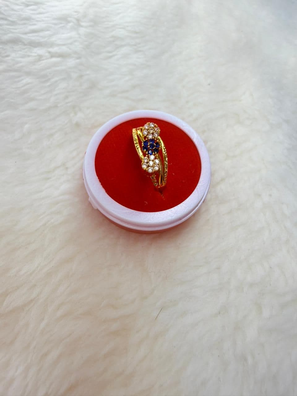 American CZ White & Blue Stone Marriage Ring Set imitation gold jewellery