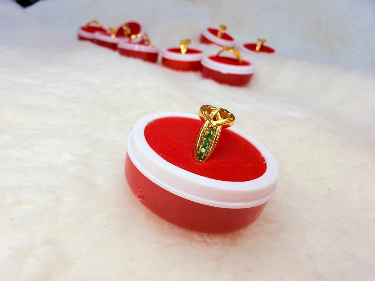 Engagement Couple Lover Ring Green Stone imitation gold jewellery