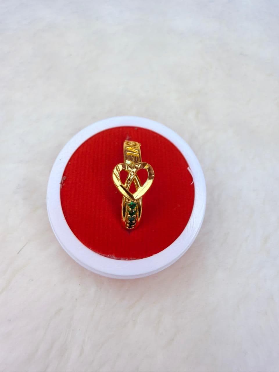 Engagement Couple Lover Ring Green Stone imitation gold jewellery